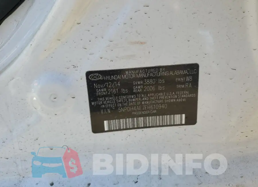 5NPDH4AE7FH610940 Photo# 12