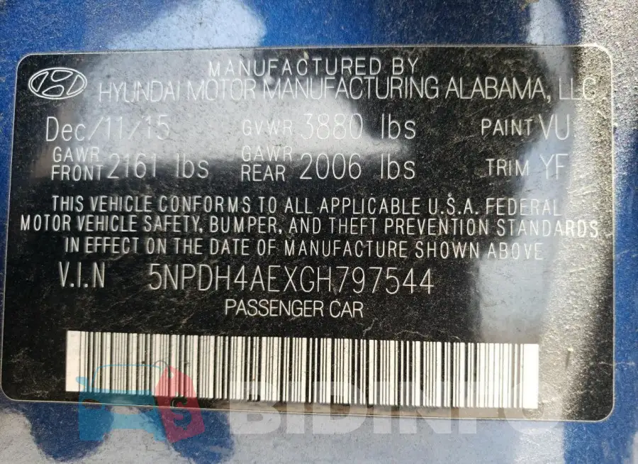 5NPDH4AEXGH797544 Photo# 12