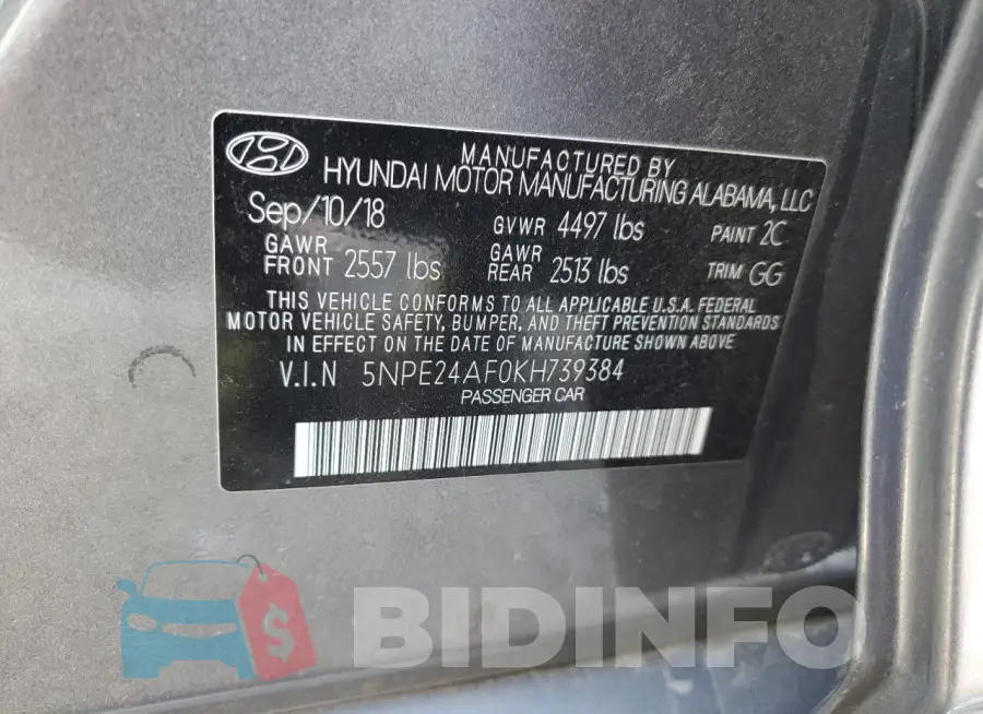5NPE24AF0KH739384 Photo# 12