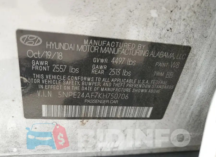 5NPE24AF7KH750706 Photo# 12