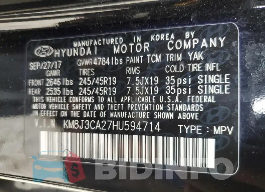 KM8J3CA27HU594714 Photo# 13