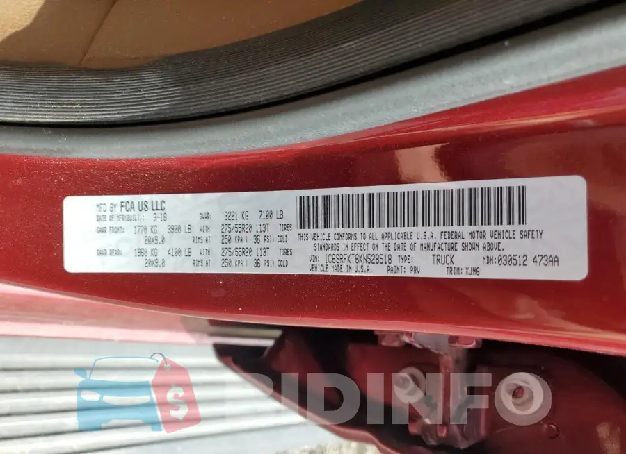 1C6SRFKT6KN528518 Photo# 13