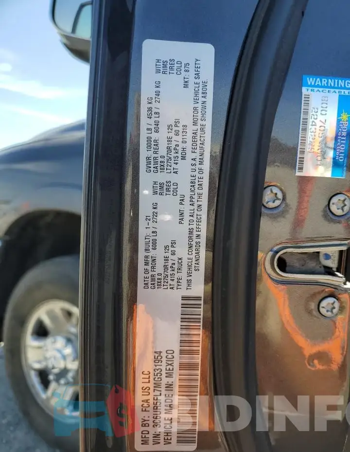 3C6UR5FL7MG531954 Photo# 12