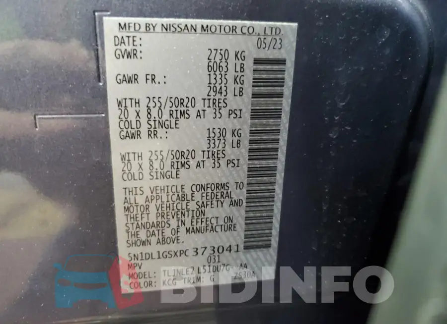 5N1DL1GSXPC373041 Photo# 13
