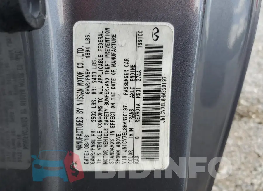 JN1CV7EL8HM320197 Photo# 12
