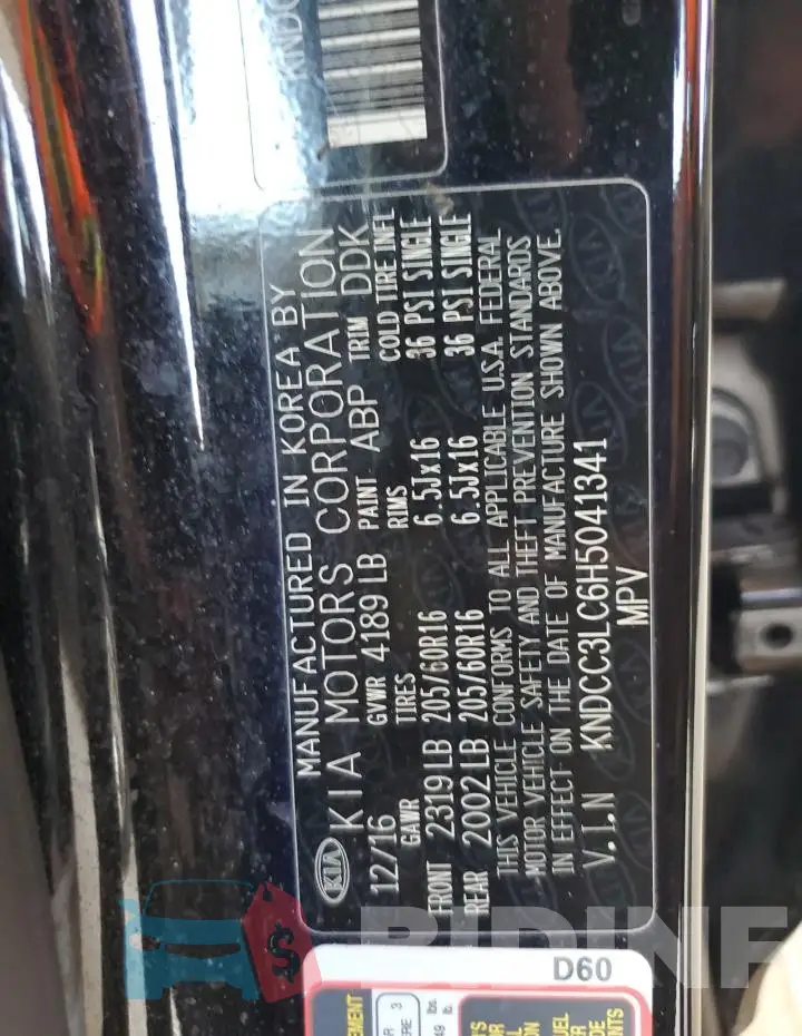 KNDCC3LC6H5041341 Photo# 12