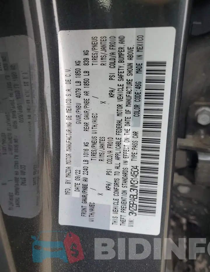 3MZBPABL3NM314504 Photo# 12