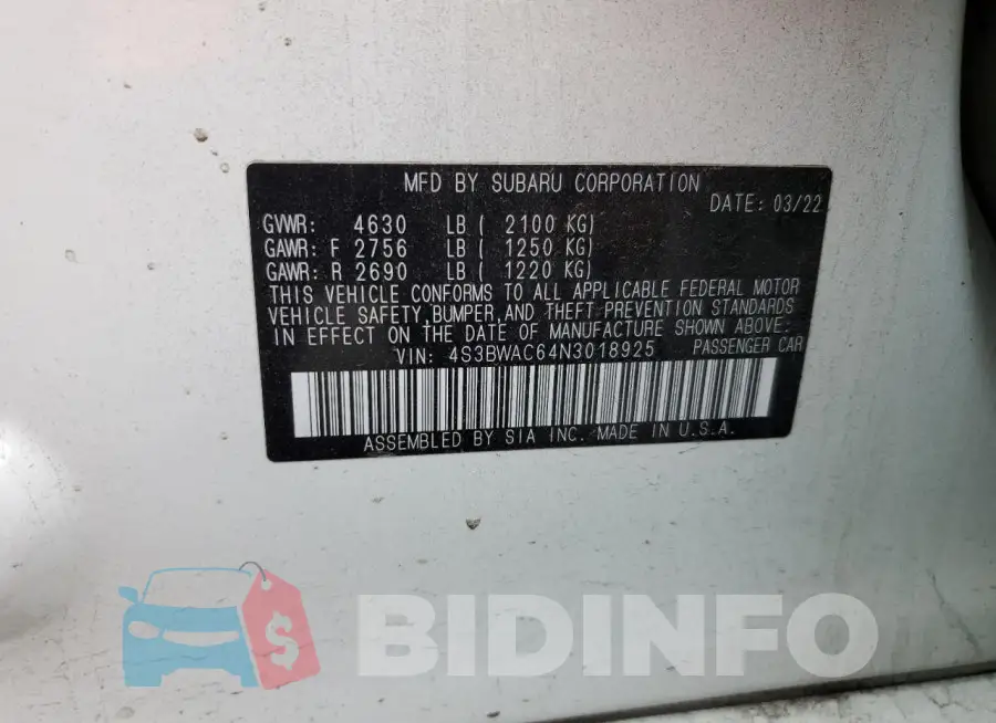 4S3BWAC64N3018925 Photo# 12