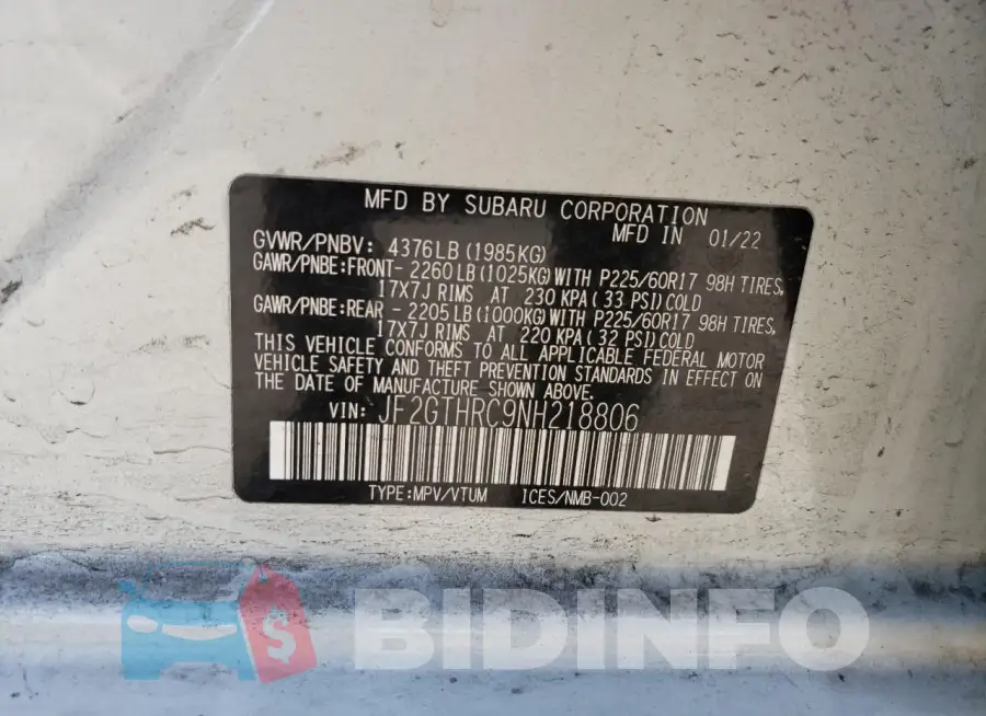 JF2GTHRC9NH218806 Photo# 13