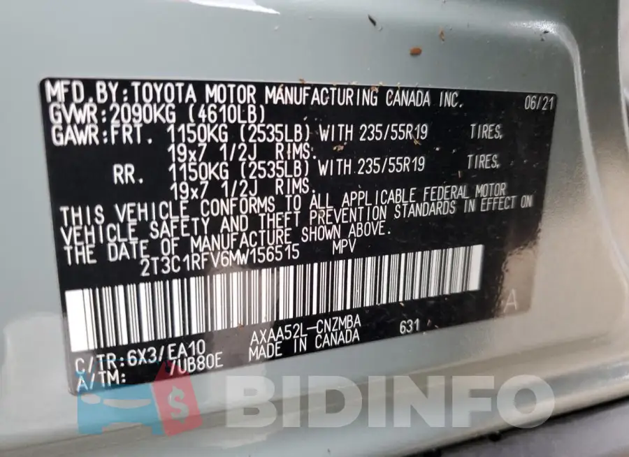 2T3C1RFV6MW156515 Photo# 14
