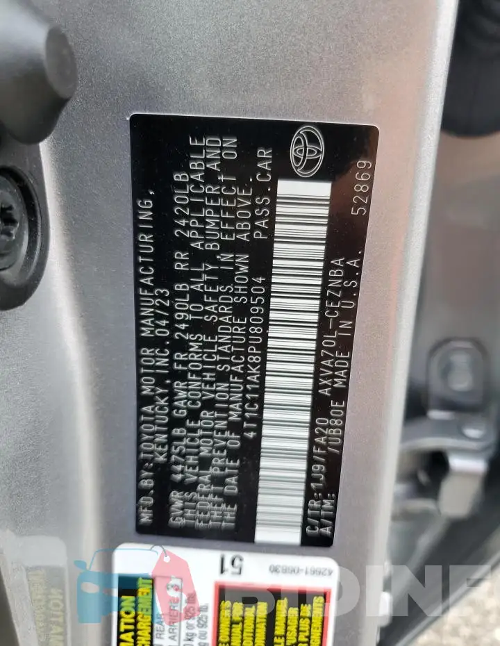 4T1C11AK8PU809504 Photo# 12