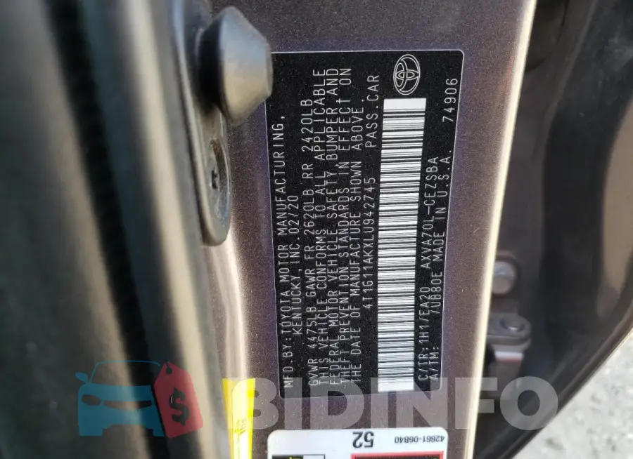 4T1G11AKXLU942745 Photo# 12