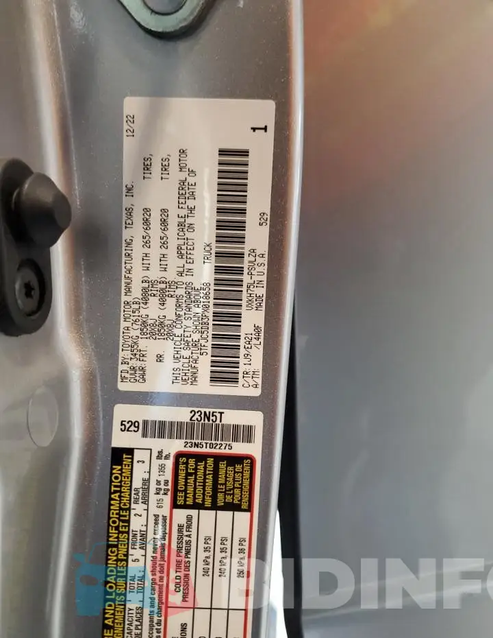 5TFJC5DB3PX018658 Photo# 12