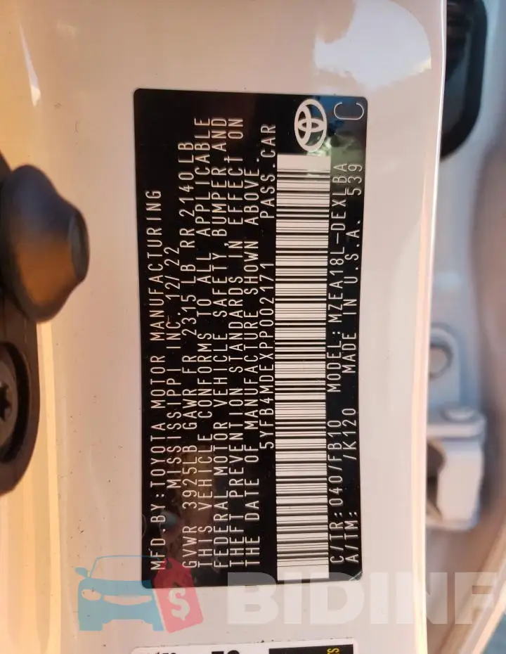 5YFB4MDEXPP002171 Photo# 12