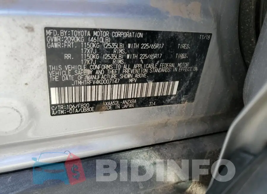 JTMH1RFV4KD007147 Photo# 12