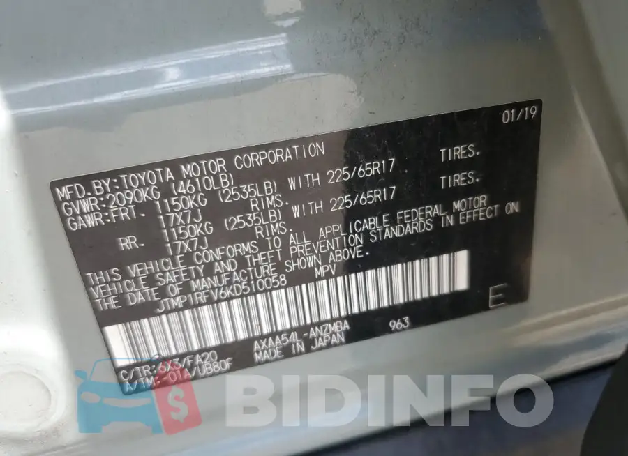 JTMP1RFV6KD510058 Photo# 12