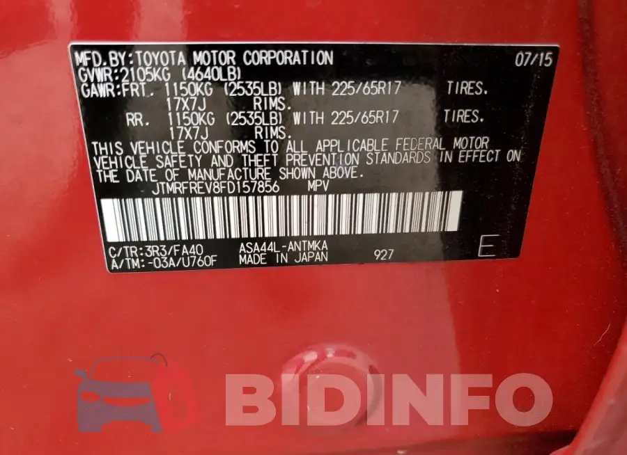 JTMRFREV8FD157856 Photo# 13