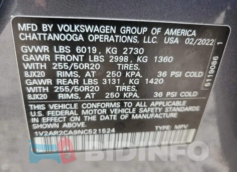 1V2AR2CA9NC521524 Photo# 12