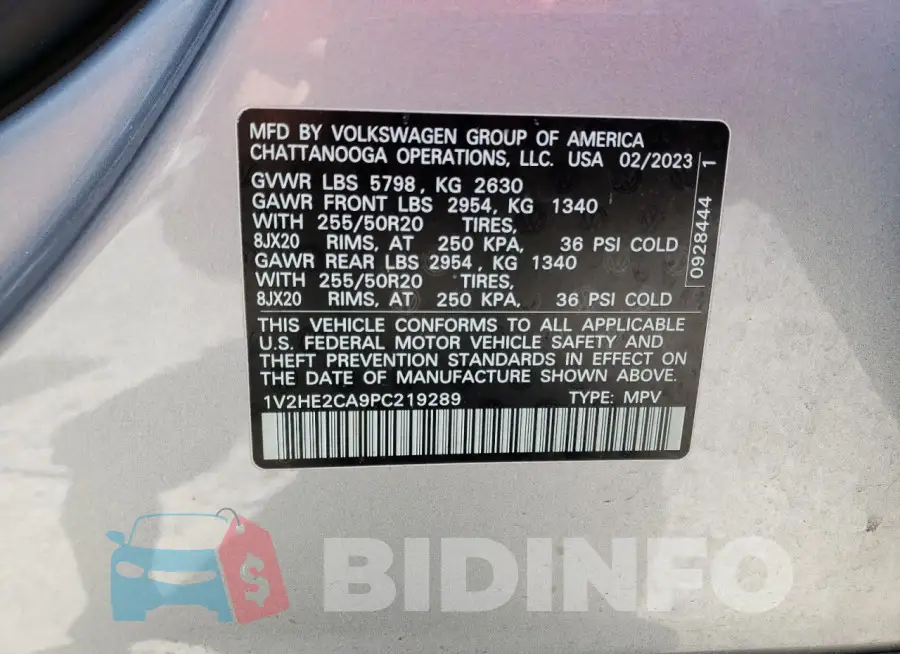 1V2HE2CA9PC219289 Photo# 14