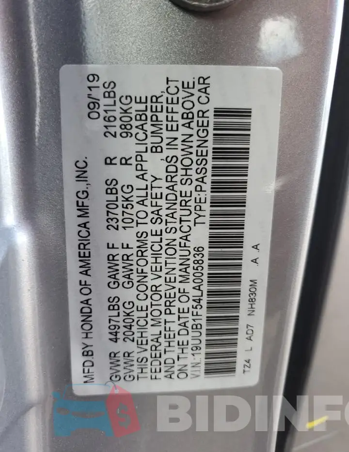 19UUB1F54LA005836 Photo# 12