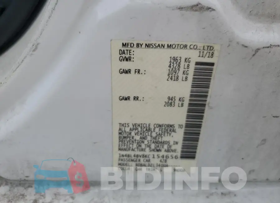 1N4BL4BV8KC154656 Photo# 12
