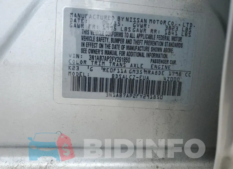 3N1AB7AP2FY291850 Photo# 12