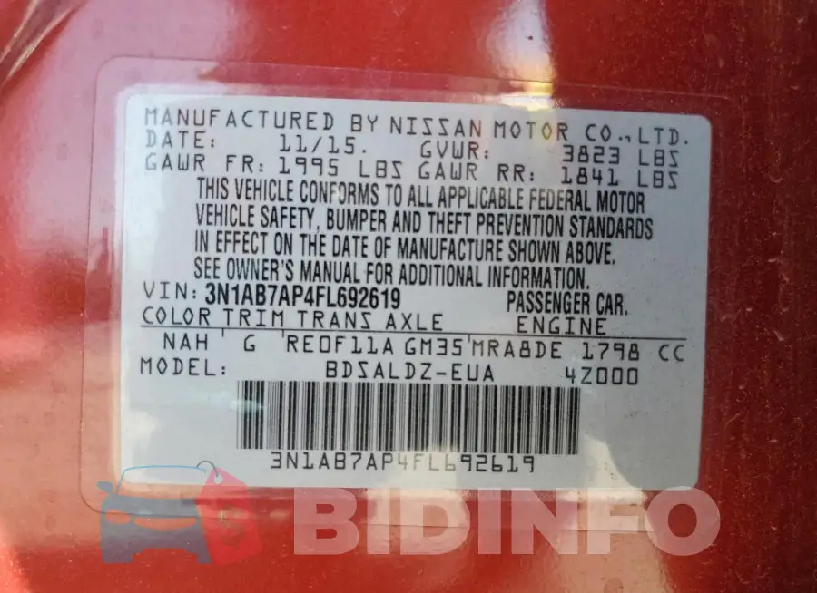 3N1AB7AP4FL692619 Photo# 12
