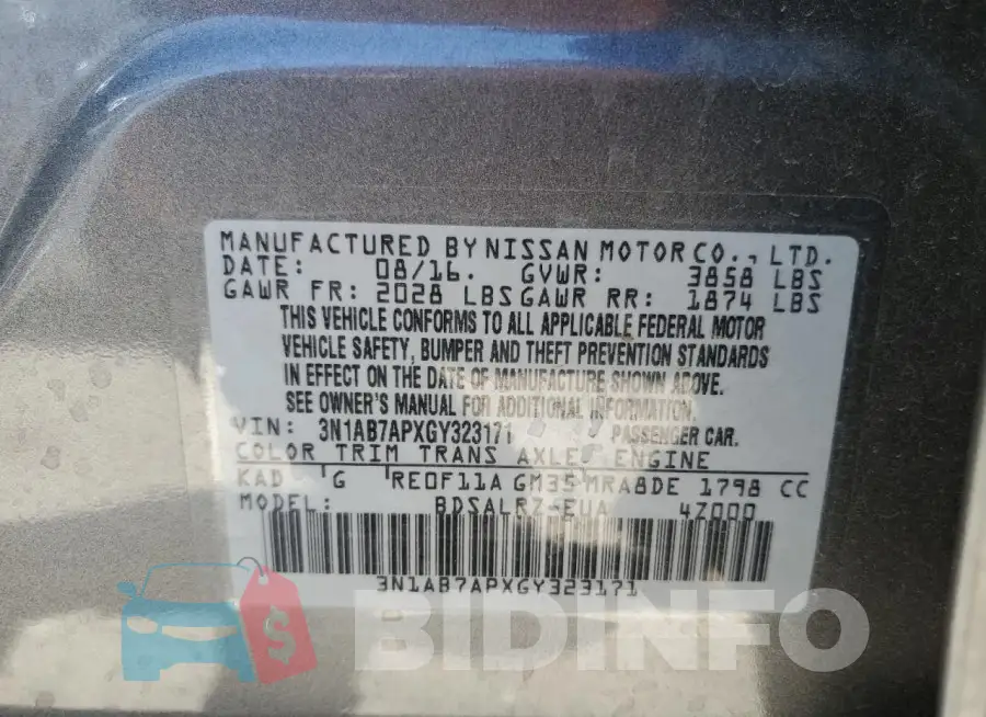 3N1AB7APXGY323171 Photo# 12