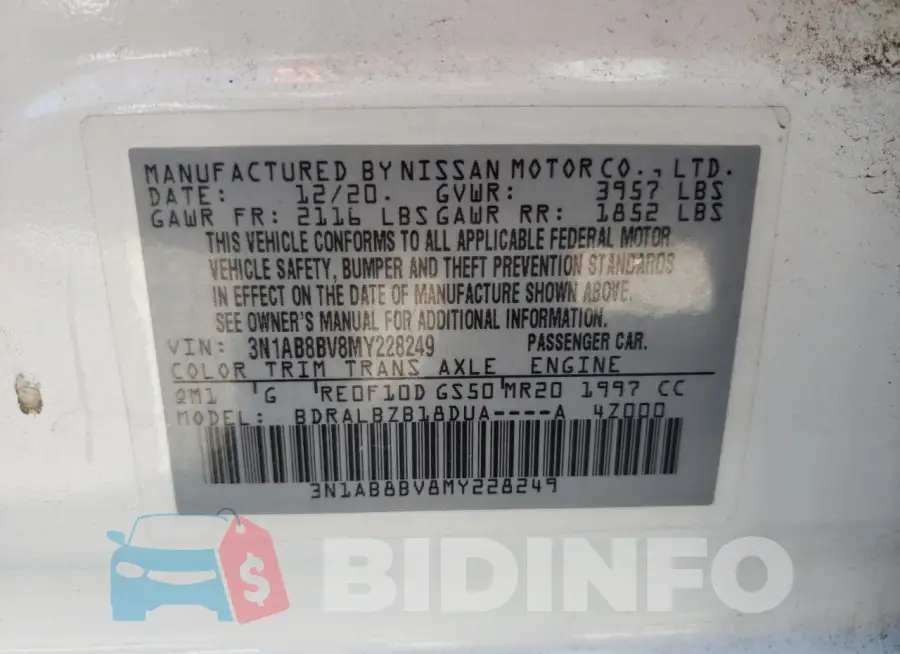 3N1AB8BV8MY228249 Photo# 13