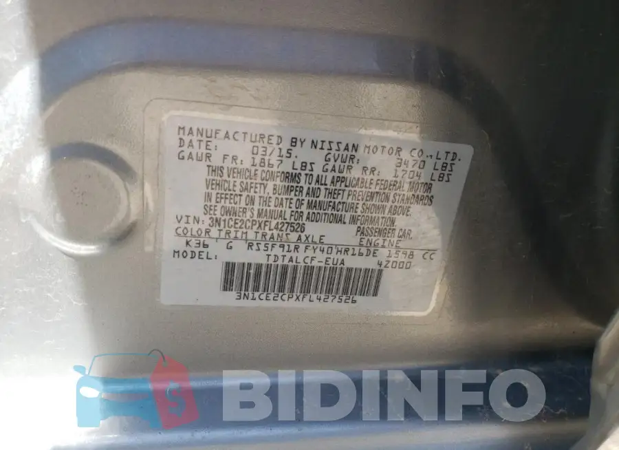 3N1CE2CPXFL427526 Photo# 13