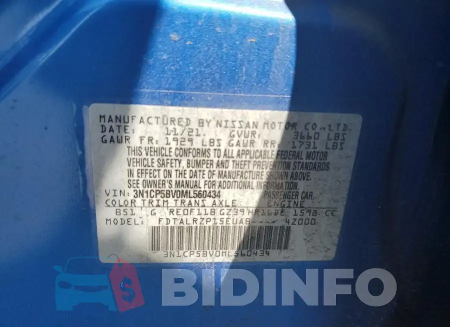 3N1CP5BV0ML560434 Photo# 13