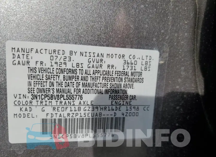 3N1CP5BV8PL555776 Photo# 13