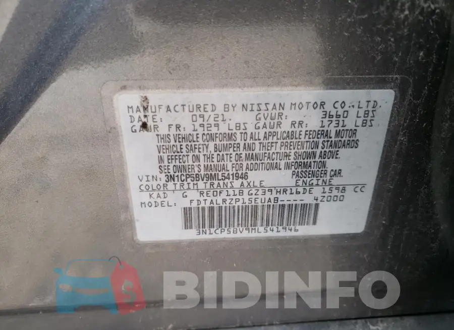 3N1CP5BV9ML541946 Photo# 12