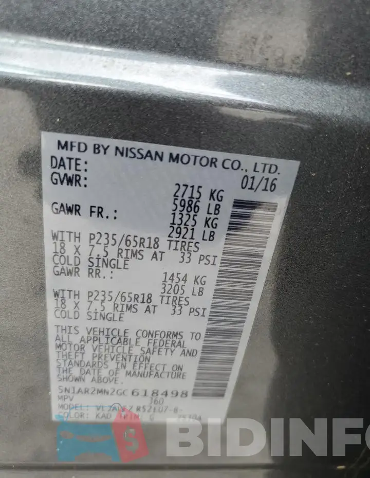 5N1AR2MN2GC618498 Photo# 13