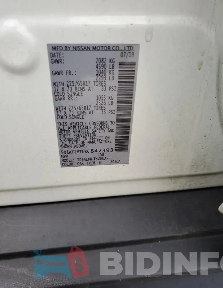 5N1AT2MT0KC842393 Photo# 13