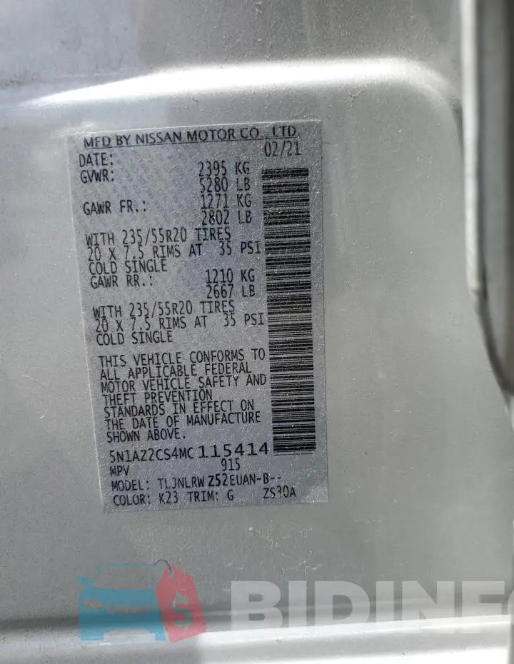 5N1AZ2CS4MC115414 Photo# 12