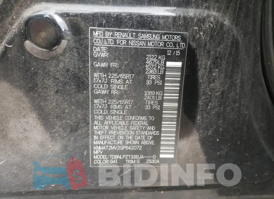 KNMAT2MV2GP642072 Photo# 13