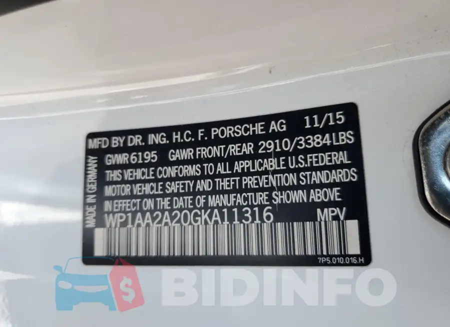 WP1AA2A20GKA11316 Photo# 12