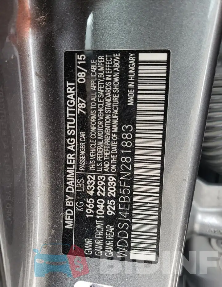 WDDSJ4EB5FN281883 Photo# 12