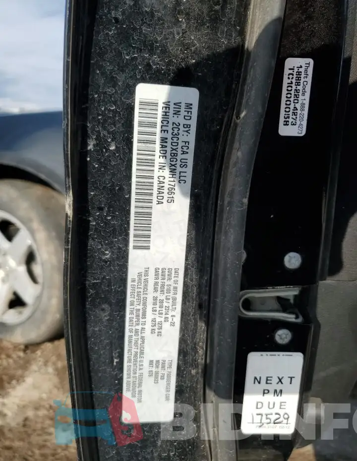 2C3CDXBGXNH176615 Photo# 12