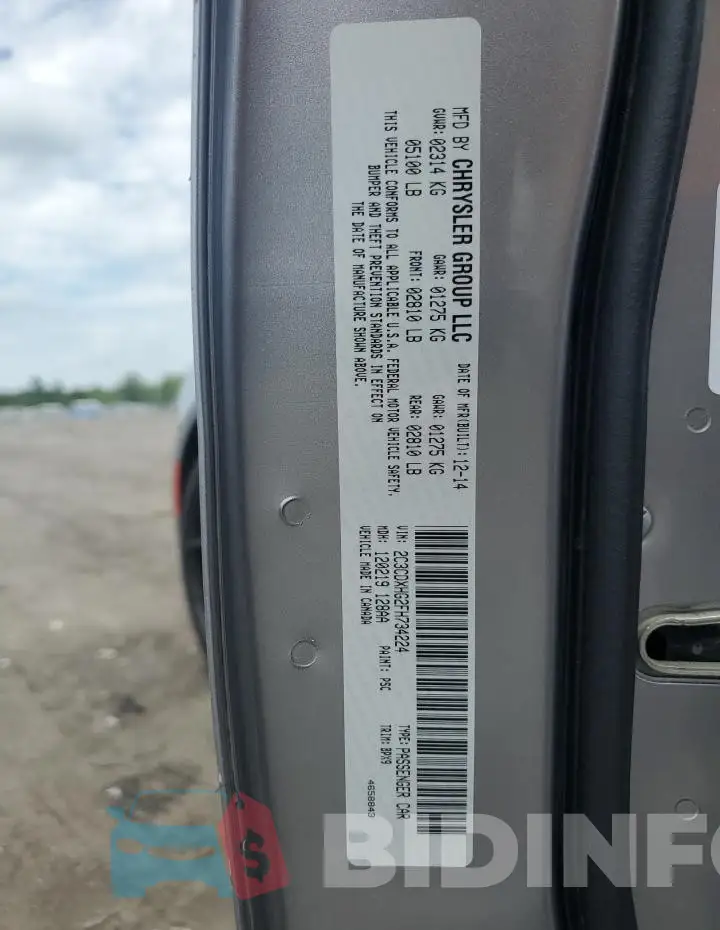 2C3CDXHG2FH734224 Photo# 12