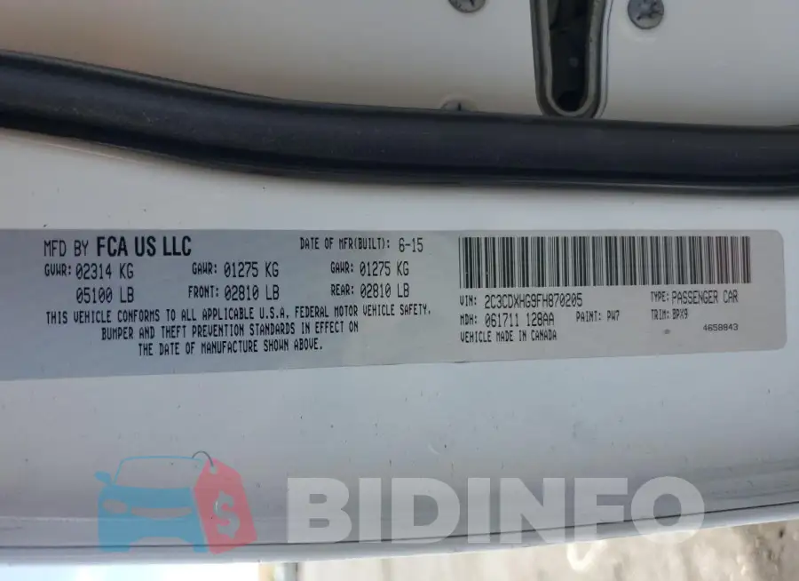 2C3CDXHG9FH870205 Photo# 13