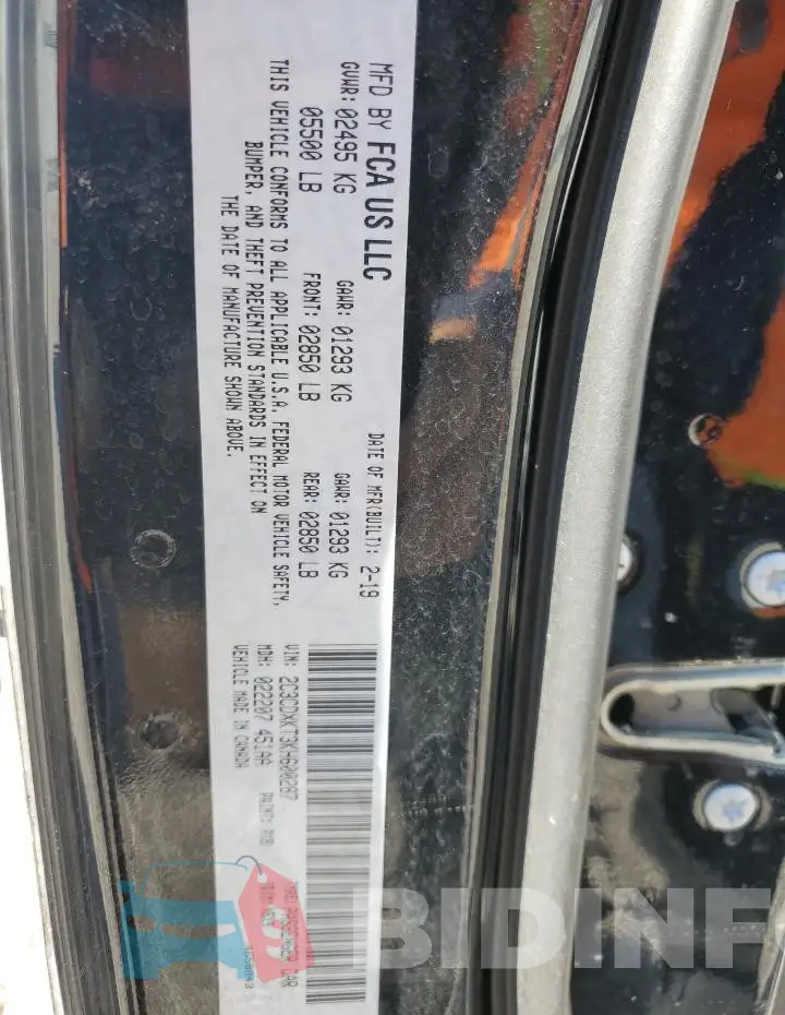 2C3CDXKT3KH600287 Photo# 12