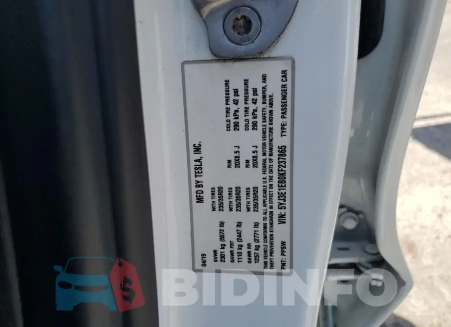 5YJ3E1EB0KF237865 Photo# 12