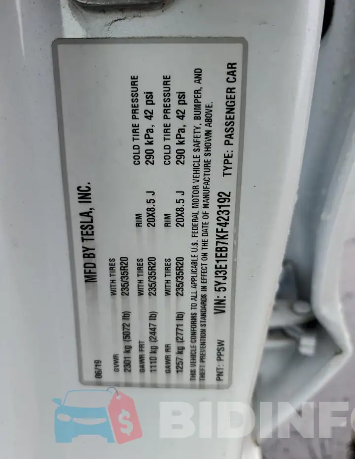 5YJ3E1EB7KF423192 Photo# 12