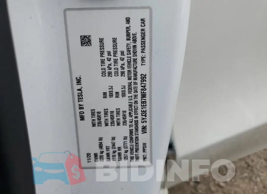 5YJ3E1EB7MF847992 Photo# 12