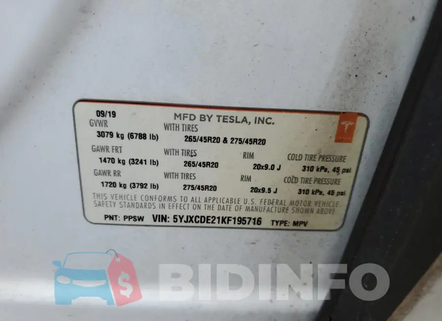 5YJXCDE21KF195716 Photo# 12