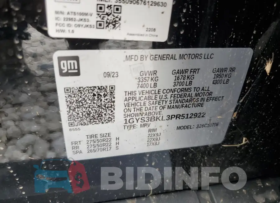 1GYS3BKL3PR512922 Photo# 13