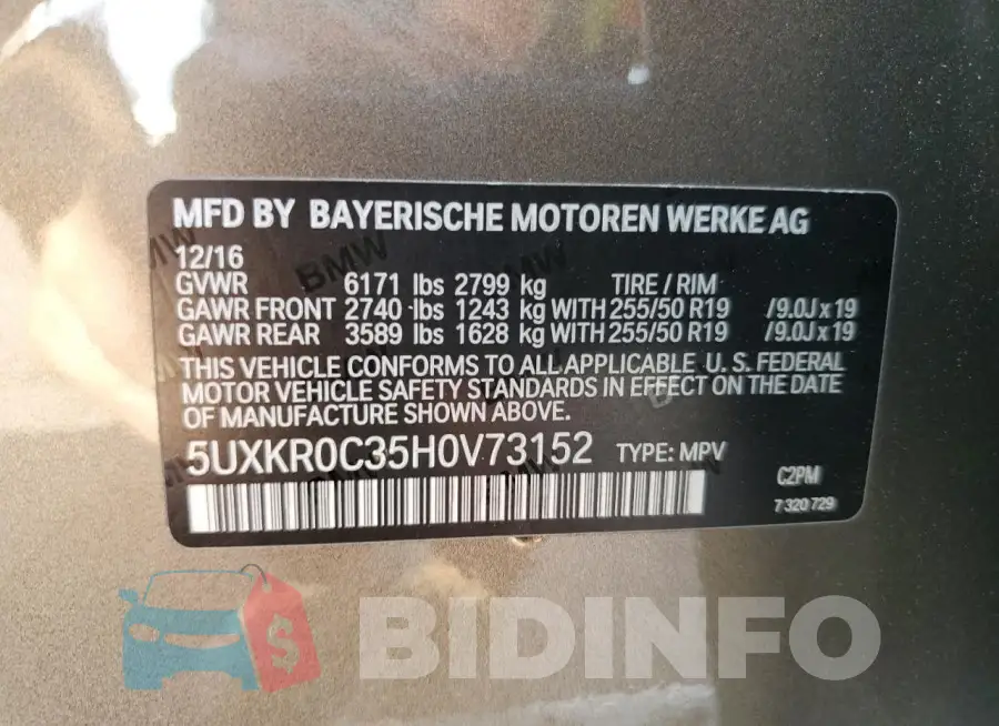 5UXKR0C35H0V73152 Photo# 13