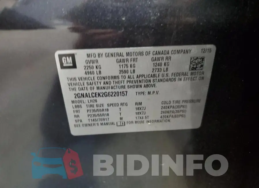 2GNALCEK2G6220157 Photo# 13